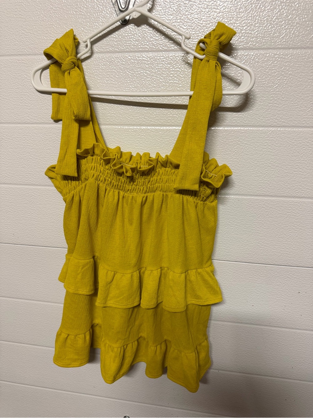 entro Yellow Ruffle Tie-Shoulder Camisole